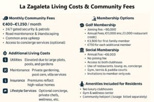 A summary of the living costs and community fees for residents of La Zagaleta in Benahavis
